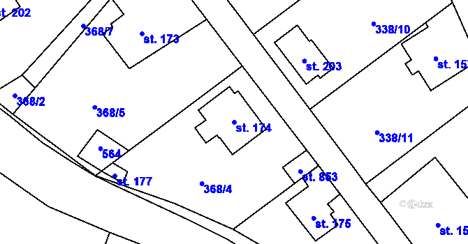 Parcela st. 174 v KÚ Senohraby, Katastrální mapa