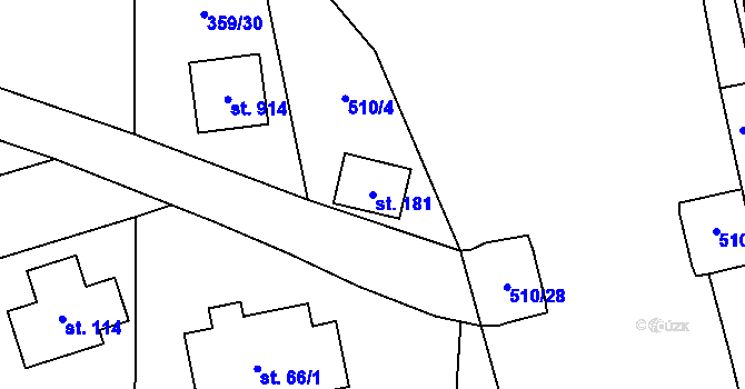 Parcela st. 181 v KÚ Senohraby, Katastrální mapa