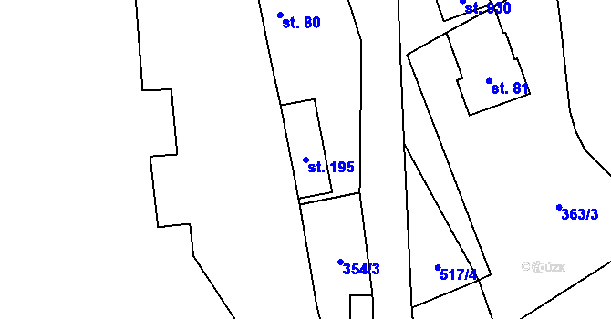 Parcela st. 195 v KÚ Senohraby, Katastrální mapa
