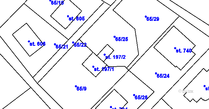 Parcela st. 197/2 v KÚ Senohraby, Katastrální mapa