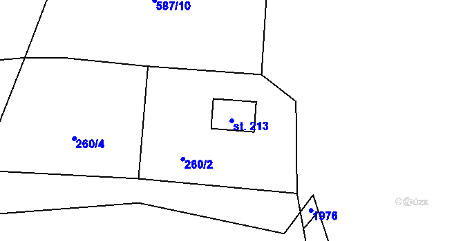 Parcela st. 213 v KÚ Senohraby, Katastrální mapa