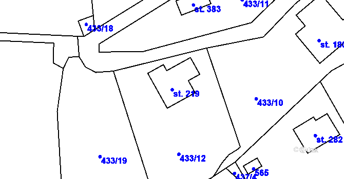 Parcela st. 219 v KÚ Senohraby, Katastrální mapa