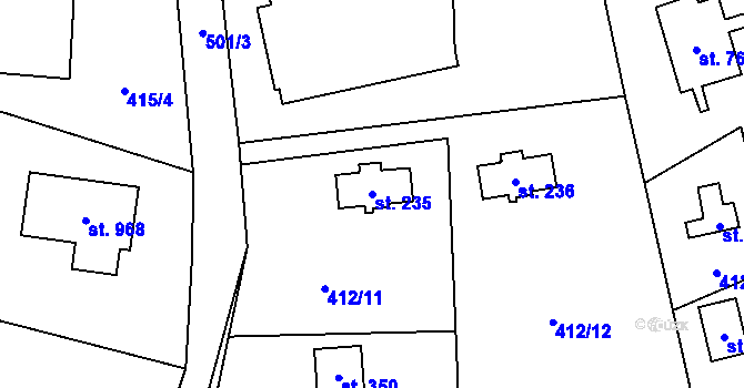 Parcela st. 235 v KÚ Senohraby, Katastrální mapa