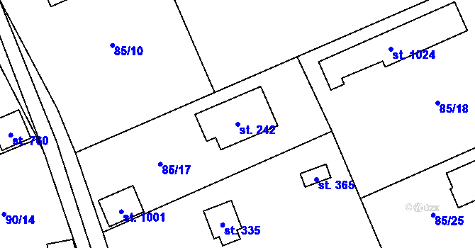 Parcela st. 242 v KÚ Senohraby, Katastrální mapa