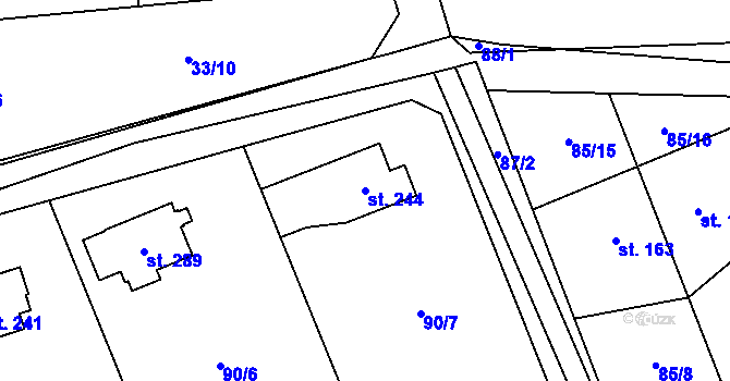 Parcela st. 244 v KÚ Senohraby, Katastrální mapa