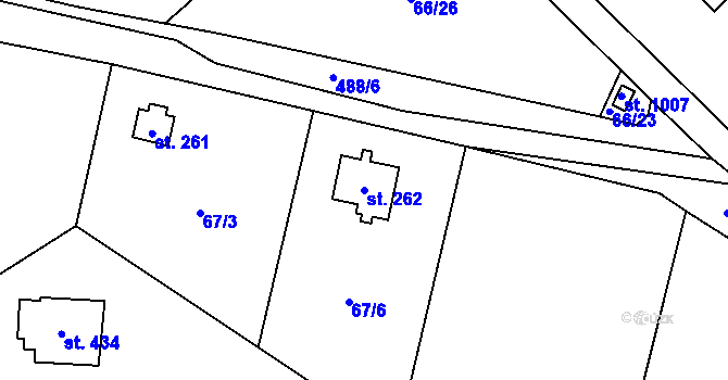 Parcela st. 262 v KÚ Senohraby, Katastrální mapa