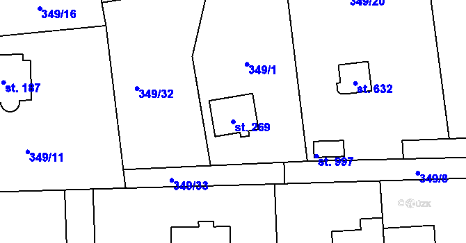 Parcela st. 269 v KÚ Senohraby, Katastrální mapa
