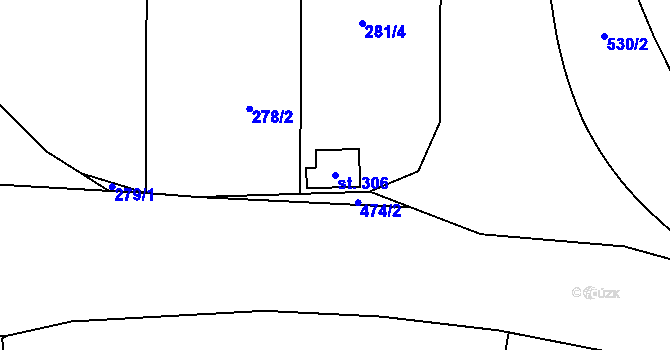 Parcela st. 306 v KÚ Senohraby, Katastrální mapa