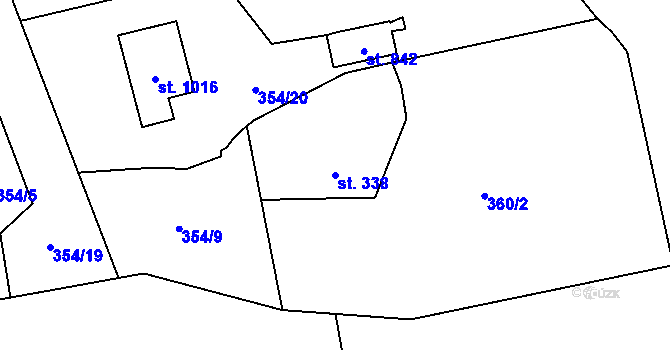 Parcela st. 338 v KÚ Senohraby, Katastrální mapa