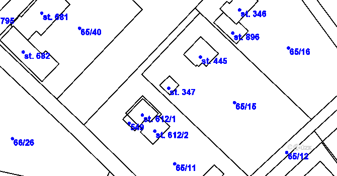 Parcela st. 347 v KÚ Senohraby, Katastrální mapa