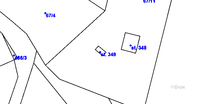 Parcela st. 349 v KÚ Senohraby, Katastrální mapa