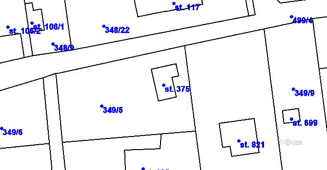 Parcela st. 375 v KÚ Senohraby, Katastrální mapa