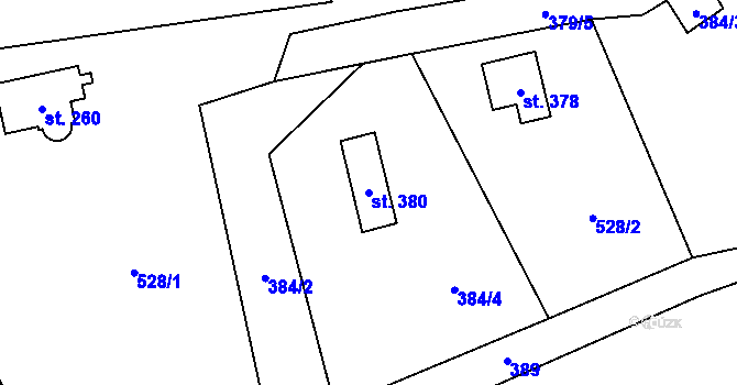 Parcela st. 380 v KÚ Senohraby, Katastrální mapa
