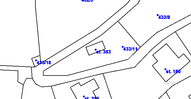Parcela st. 383 v KÚ Senohraby, Katastrální mapa
