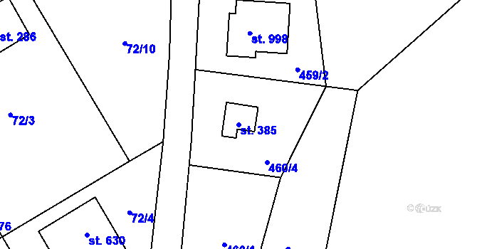 Parcela st. 385 v KÚ Senohraby, Katastrální mapa