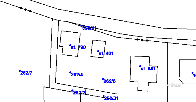 Parcela st. 401 v KÚ Senohraby, Katastrální mapa