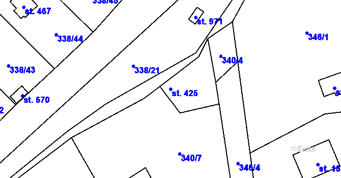 Parcela st. 425 v KÚ Senohraby, Katastrální mapa