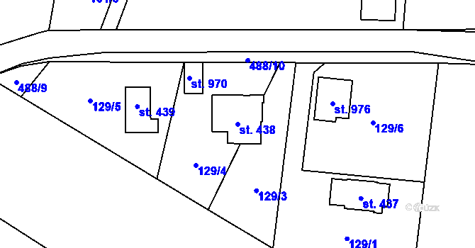 Parcela st. 438 v KÚ Senohraby, Katastrální mapa