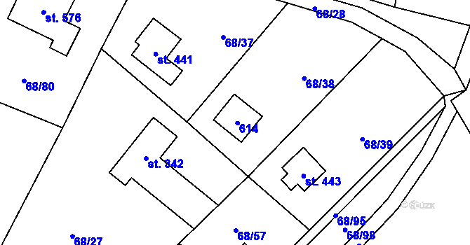 Parcela st. 442 v KÚ Senohraby, Katastrální mapa