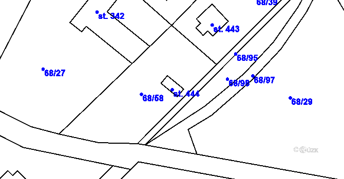 Parcela st. 444 v KÚ Senohraby, Katastrální mapa