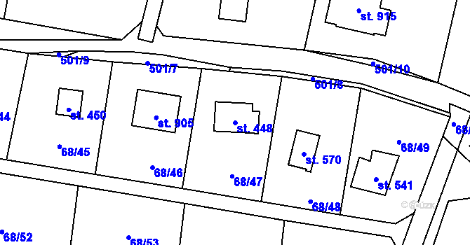 Parcela st. 448 v KÚ Senohraby, Katastrální mapa