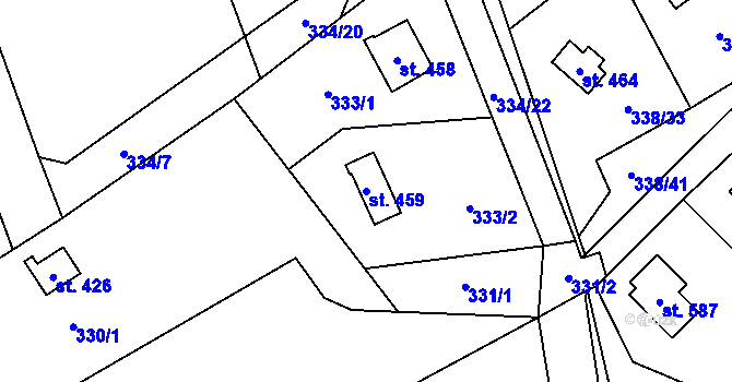 Parcela st. 459 v KÚ Senohraby, Katastrální mapa