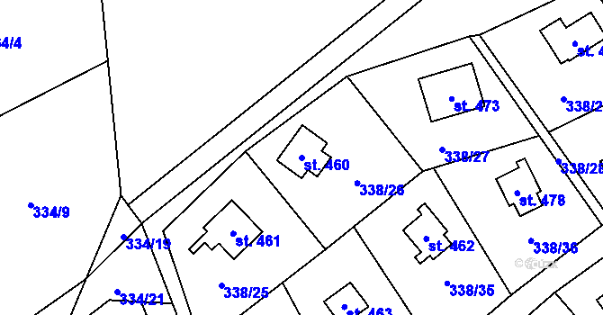 Parcela st. 460 v KÚ Senohraby, Katastrální mapa