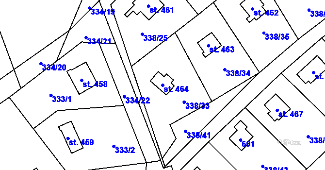 Parcela st. 464 v KÚ Senohraby, Katastrální mapa