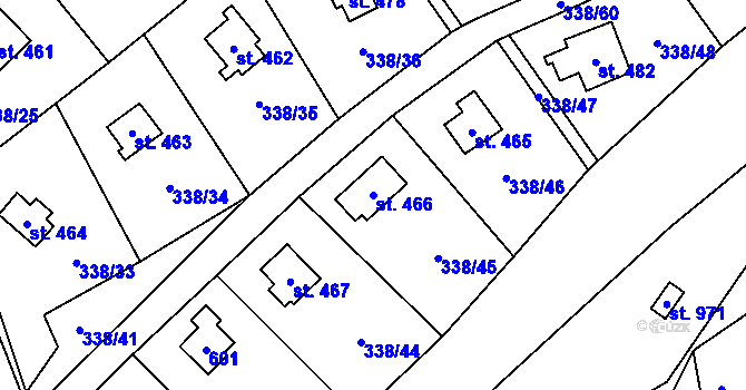 Parcela st. 466 v KÚ Senohraby, Katastrální mapa