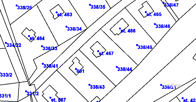 Parcela st. 467 v KÚ Senohraby, Katastrální mapa
