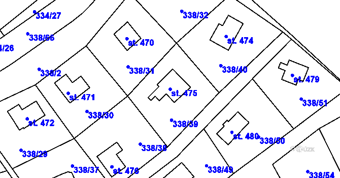 Parcela st. 475 v KÚ Senohraby, Katastrální mapa
