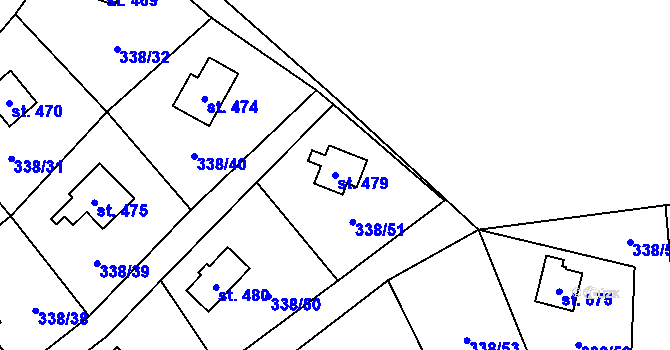 Parcela st. 479 v KÚ Senohraby, Katastrální mapa