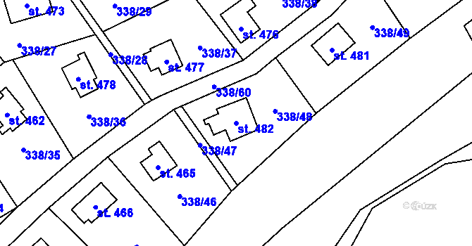 Parcela st. 482 v KÚ Senohraby, Katastrální mapa