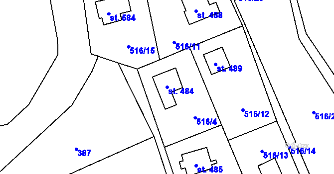 Parcela st. 484 v KÚ Senohraby, Katastrální mapa