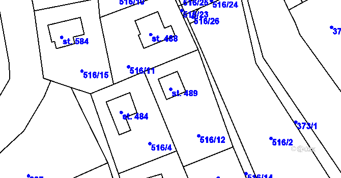 Parcela st. 489 v KÚ Senohraby, Katastrální mapa
