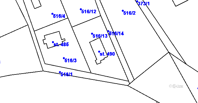 Parcela st. 490 v KÚ Senohraby, Katastrální mapa