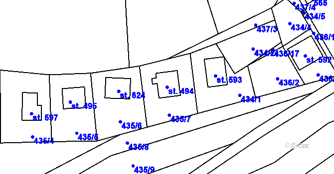 Parcela st. 494 v KÚ Senohraby, Katastrální mapa