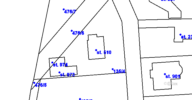 Parcela st. 510 v KÚ Senohraby, Katastrální mapa