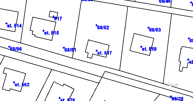 Parcela st. 517 v KÚ Senohraby, Katastrální mapa