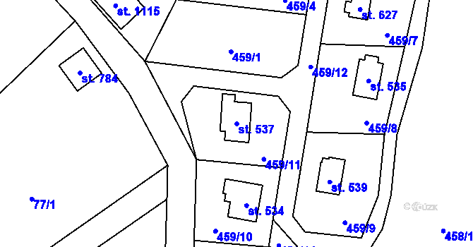 Parcela st. 537 v KÚ Senohraby, Katastrální mapa