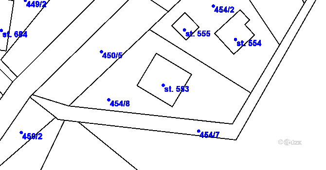Parcela st. 553 v KÚ Senohraby, Katastrální mapa