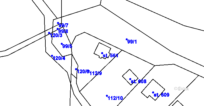 Parcela st. 561 v KÚ Senohraby, Katastrální mapa