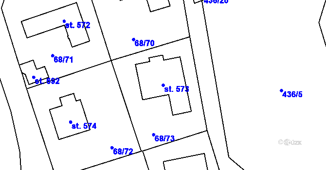 Parcela st. 573 v KÚ Senohraby, Katastrální mapa