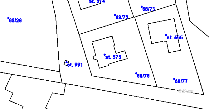 Parcela st. 575 v KÚ Senohraby, Katastrální mapa