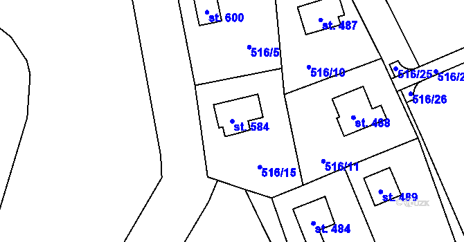 Parcela st. 584 v KÚ Senohraby, Katastrální mapa