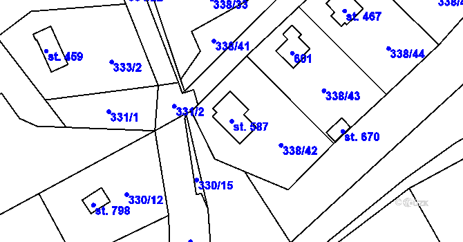 Parcela st. 587 v KÚ Senohraby, Katastrální mapa