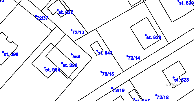 Parcela st. 643 v KÚ Senohraby, Katastrální mapa
