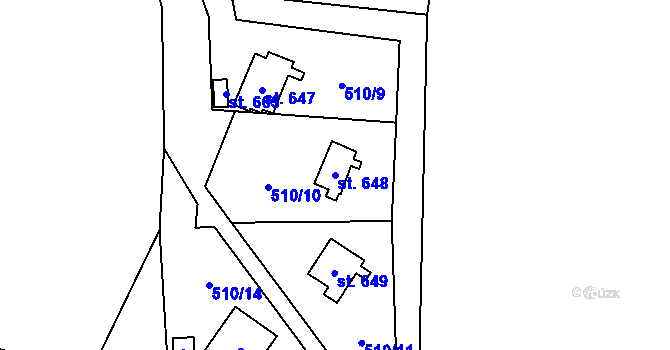 Parcela st. 648 v KÚ Senohraby, Katastrální mapa