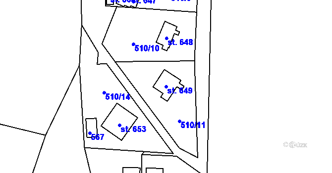 Parcela st. 649 v KÚ Senohraby, Katastrální mapa