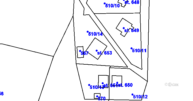 Parcela st. 653 v KÚ Senohraby, Katastrální mapa